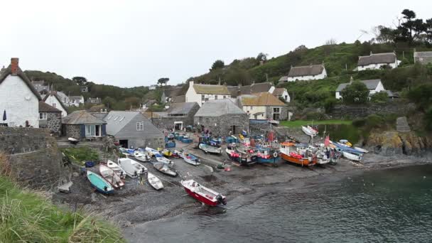 Small harbour of cadwith in england — Stock Video