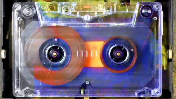 Old audio cassette tape — Stock Video