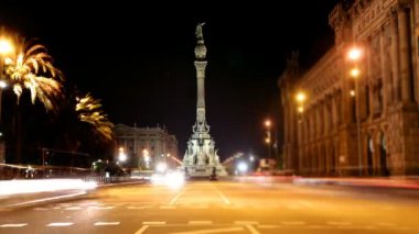 acele gece zaman trafik kolon, Barselona, İspanya