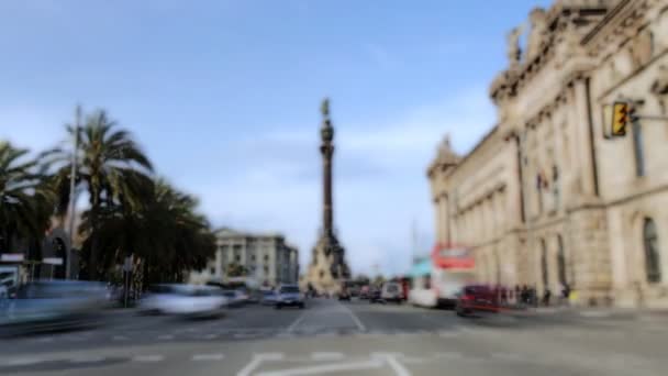 Rush of traffic at colon, barcelona, spain — Stock Video