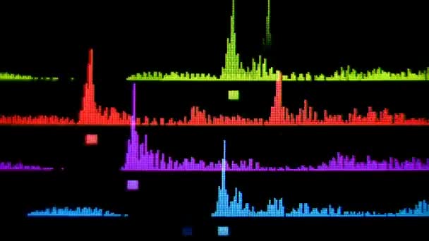 Grafische equalisers van muziek en audio analyse clip — Stockvideo