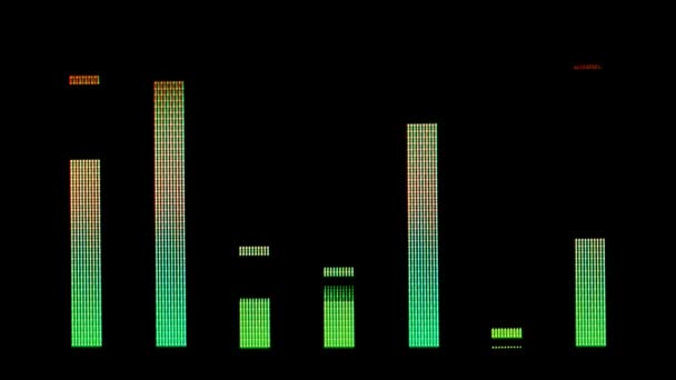 Grafische equalisers van muziek en audio analyse clip — Stockvideo