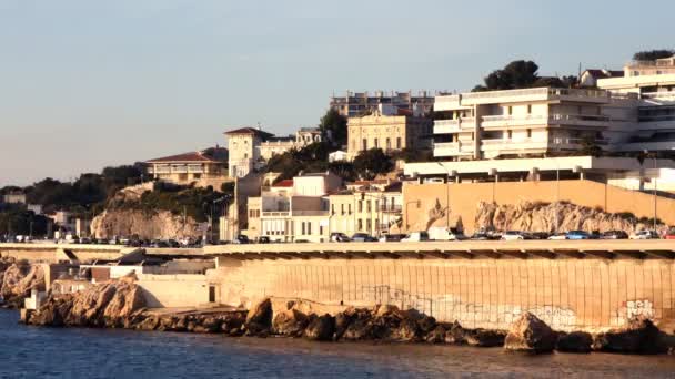Прибережні Корніш-Роуд в Марселі, Франції — стокове відео