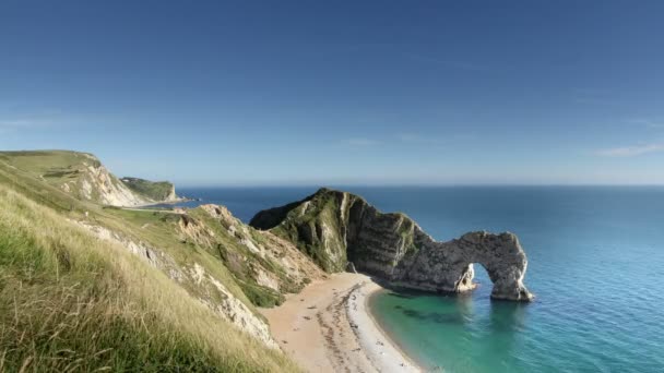 Timelapse wybrzeża pięknej i dramatyczne w bedruthan steps — Wideo stockowe