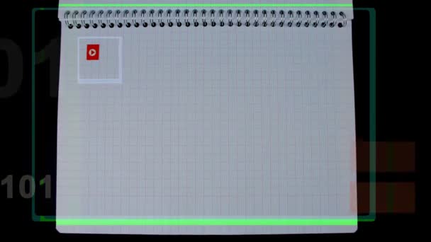 Séquences numériques binaires abstraites faites à partir de morceaux découpés de papier imprimé — Video