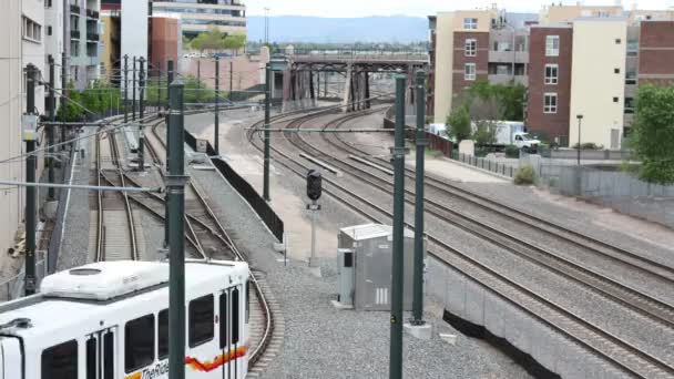 Tram train in denver colorado — Stock Video