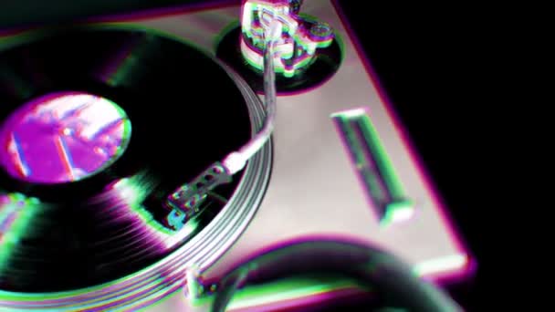 A pan across dj turntables — Stock Video