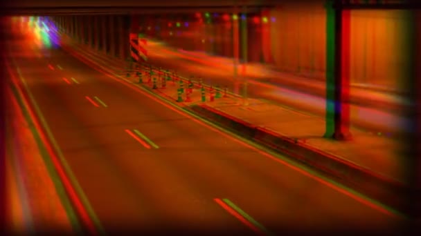 Rush of night time traffic on motorway in timelapse scene — Stock Video