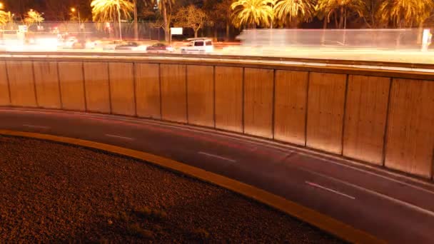 Rush de tráfico nocturno en la autopista en escena timelapse — Vídeo de stock