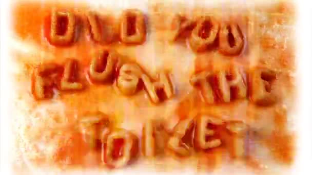 "você flsuh o banheiro "escrito com espaguete alfabeto — Vídeo de Stock