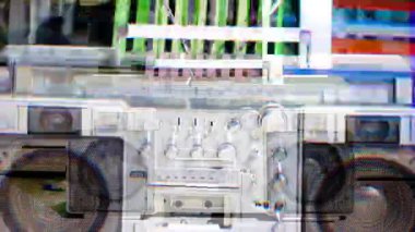 retro bir stereo Skype'te farklı kentsel yerlerde stopmotion