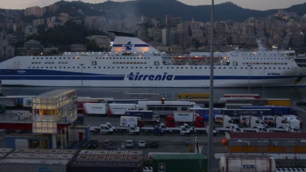 A shot of a pretty small harbour in genova, italy — Stock Video