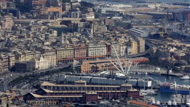 Clouds moving over the skyline of genova, italy — Stock Video