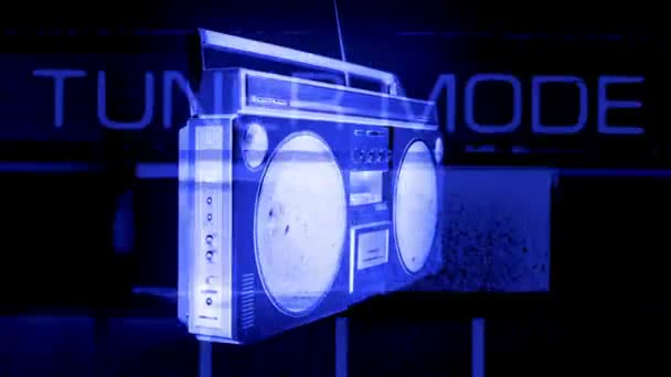 Stopmotion of a fantastic looking retro ghetto blaster spinning around — Stock Video
