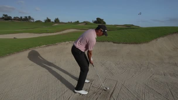 Golfprofi auf einem Weltklasse-Golfplatz — Stockvideo