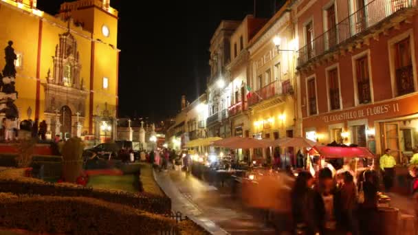 Ulica szczegółowo w nocy żywno¶ci miasto guanajuato, Meksyk. — Wideo stockowe