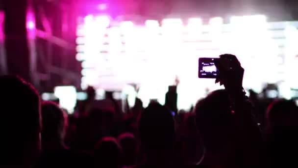 Timelapse van het publiek bij een dance muziekfestival in barcelona — Stockvideo