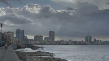 kıyı Malecón road, havana, Küba'nın Timelapse