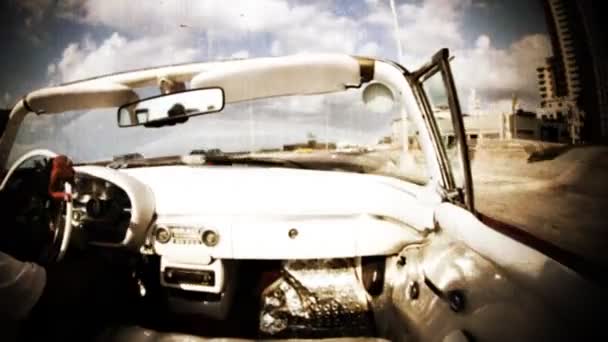 The streets of havana, cuba, filmed from a convertible classic car — Stock Video