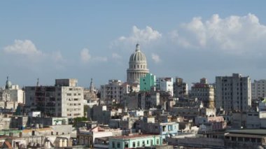 havana manzarası ve bina, capitolio Küba Timelapse