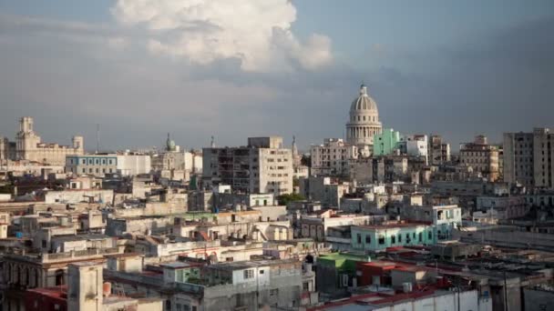 Timelapse of the havana skyline and capitolio building, cuba — Stock Video