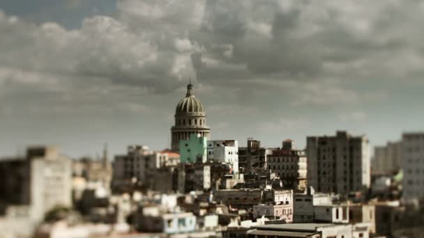 Timelapse del skyline del havana y edificio del capitolio, cuba — Vídeos de Stock