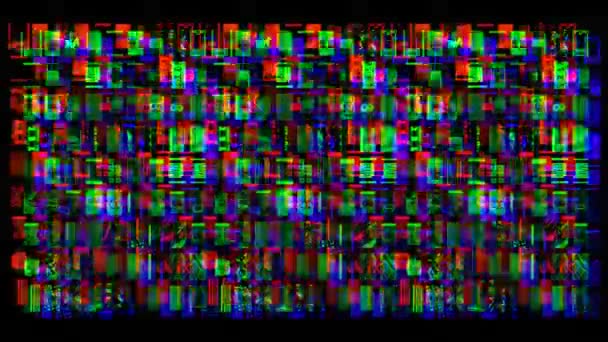 Digital animering av hd-skärmar som visar film och tv med statiska distorsion och nedräkningar — Stockvideo