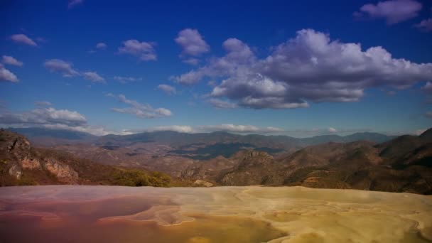 Timelapse of the unique and beautiful landscape of hierve al aqua — Stock Video