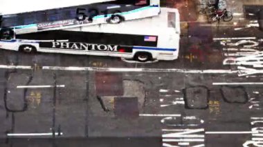 trafik ve nyc, Amerika ile soyut manhattan sokak sahnesi