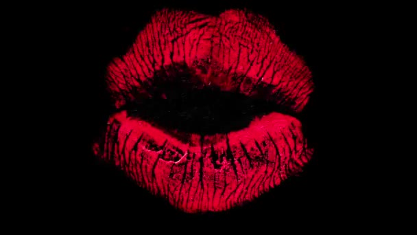 Bir kadının dudaklarına ruj işaretleri yapılan desen — Stok video