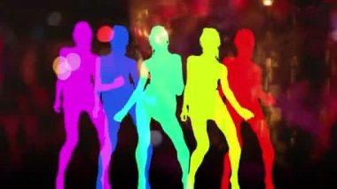 seksi bir disco dansçı yapılmış soyut silhouettes