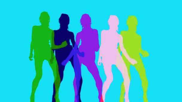 Абстрактные силуэты, сделанные из сексуальной танцовщицы диско — стоковое видео