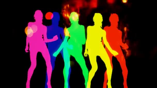 Seksi bir disco dansçı yapılmış soyut silhouettes — Stok video