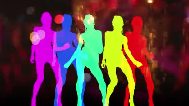 Silhouettes abstraites faites à partir d'une danseuse disco sexy — Video