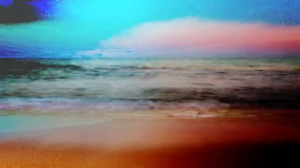 Streszczenie piękny strzał spokojne morze i plaża o zachodzie słońca — Wideo stockowe