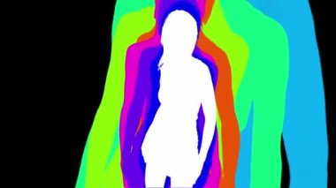 güzel ve renkli küçük örtüşen seksi dansçı gölgeler ve desen