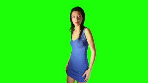 Σέξι χορεύτρια ντίσκο κατά πράσινη οθόνη — Αρχείο Βίντεο