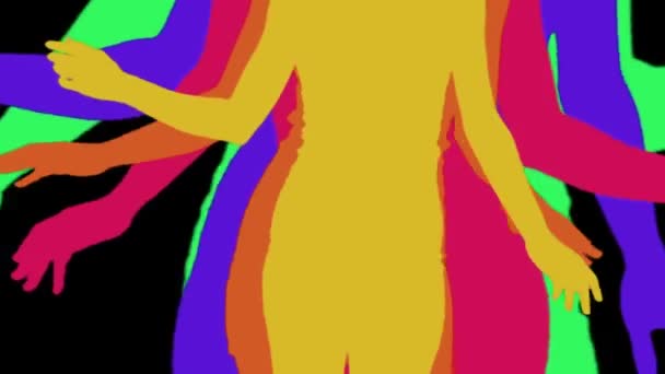 Clip frais et coloré d'ombres et de motifs de danseuses sexy qui se chevauchent 