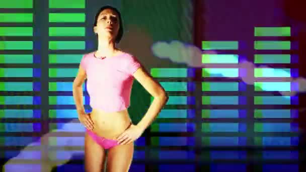 Schermo verde sexy disco dancer contro disco astratto sfondo — Video Stock