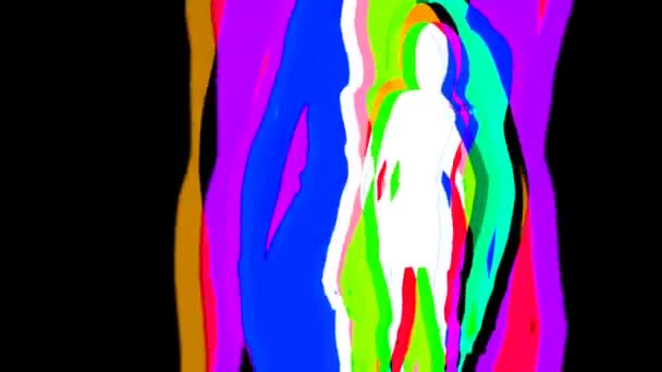 Cool och färgglada klipp av överlappande sexiga dansare skuggor och mönster — Stockvideo