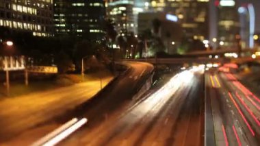 şehir merkezinde bulunan karayolunda trafik Timelapse los angeles