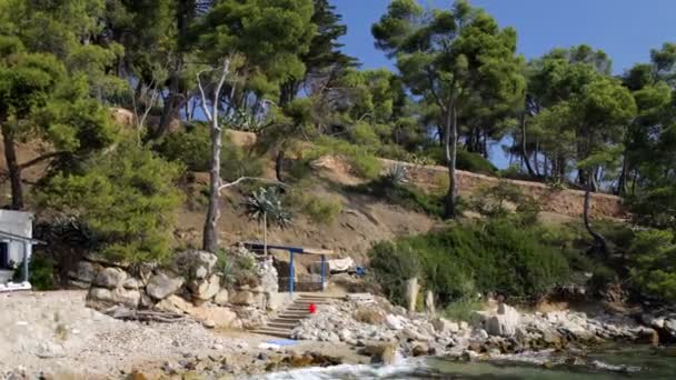 Pannen timelapse in de late namiddag in de baai van la fosca — Stockvideo