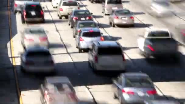 Timelapse of traffic on freeway in downtown los angeles — Stock Video