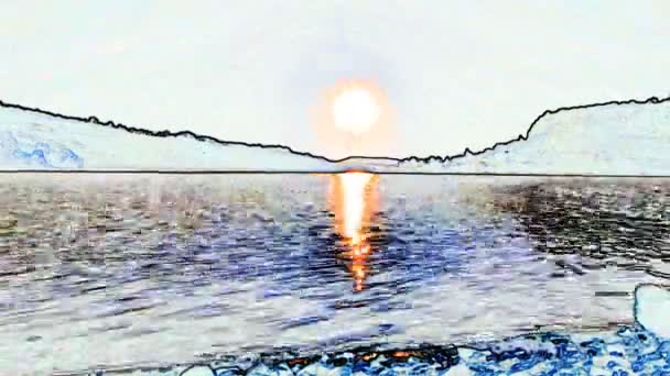 Timelapse du coucher de soleil sur un lac en france — Video