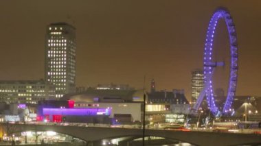 gece Londra göz ve river Thames Timelapse çekim