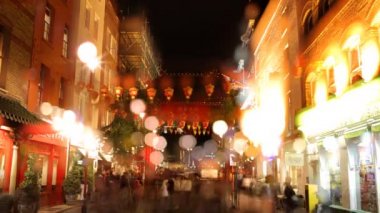Londra'nın Soho, chinatown gece hakkında acele