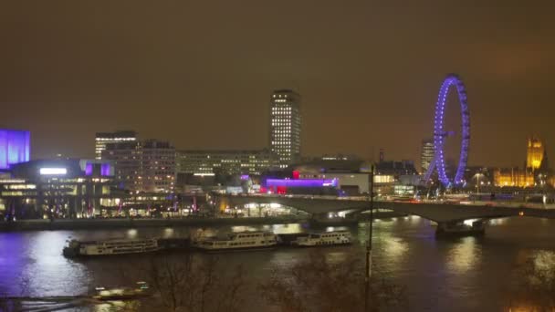 Timelapse shots of the london eye and river thames — Stock Video