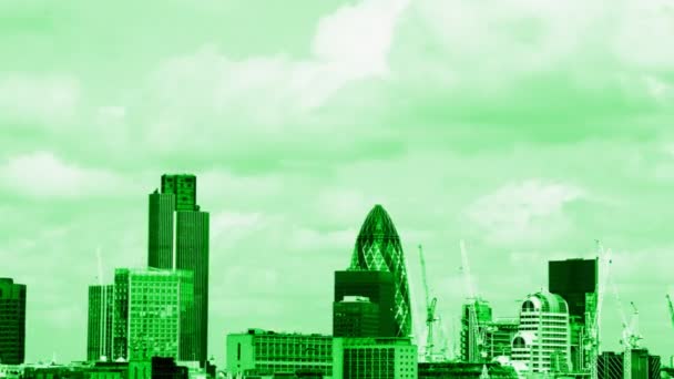 Vista dello skyline di Londra, compresa la ricostruzione svizzera — Video Stock
