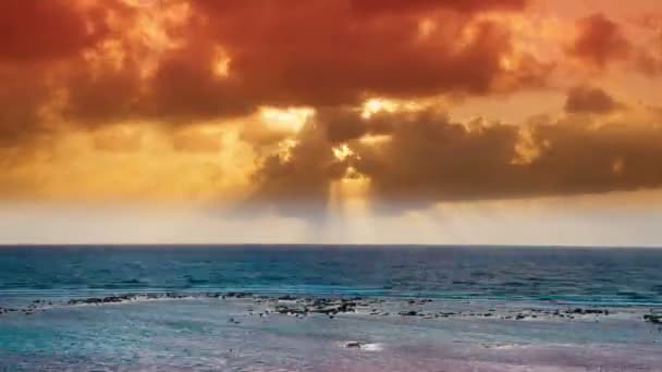 Timelapse of a beautiful sunset over the caribbean sea — Stock Video