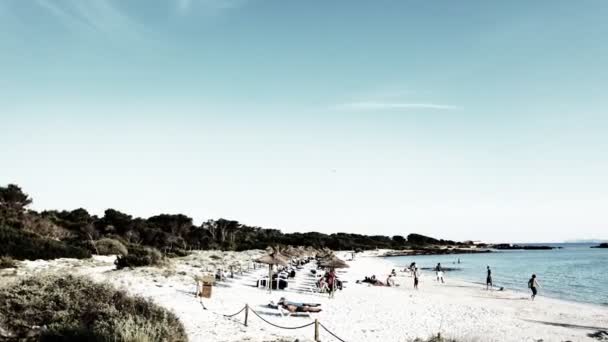 Beautiful beach scene in colonia sant jordi in mallorca — Stock Video